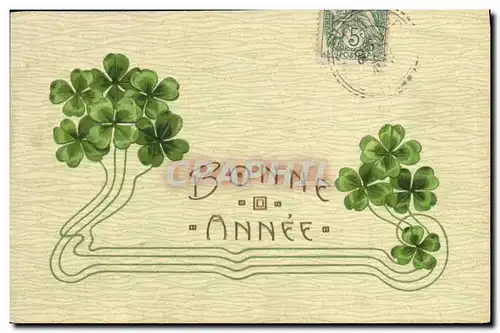 Cartes postales Fantaisie Fleurs Trefles Bonne annee