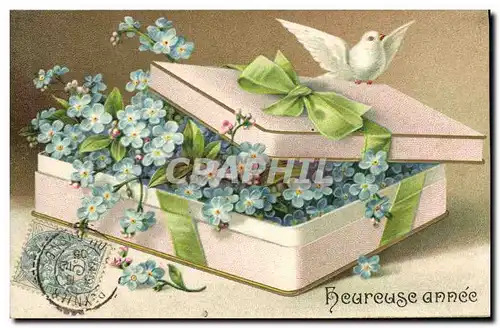 Cartes postales Fantaisie Fleurs Colombe