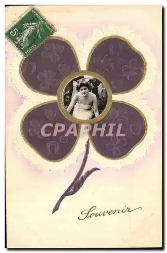 Cartes postales Fantaisie Fleurs Femme Trefle