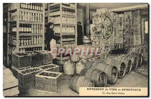 Cartes postales Folklore Vigne Vendanges Entrepot de vins & spiritueux Rue Saint Julien Felix Potin Nancy TOP