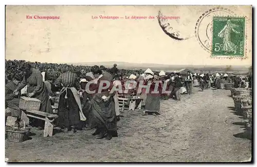 Cartes postales Folklore Vigne Vendanges Champagne Le dejeuner des vendangeurs