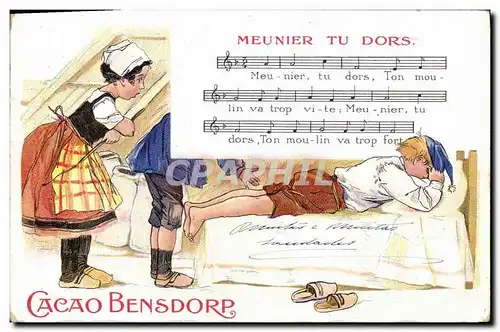 Cartes postales Publicite Cacao Bensdorp Meunier tu dors