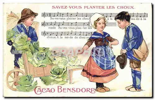 Cartes postales Publicite Cacao Bensdorp Savez vous planter les choux