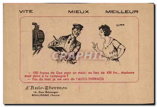 Cartes postales Publicite Vite Mieux Meilleur Auto Thermos Rue Beranger Boulogne