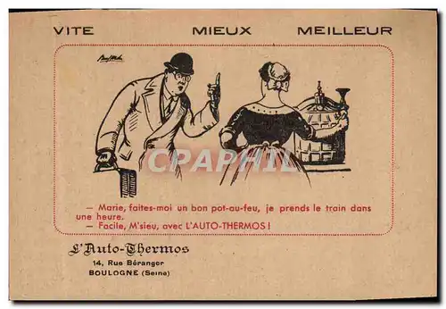 Cartes postales Publicite Vite Mieux Meilleur Auto Thermos Rue Beranger Boulogne