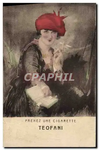 Cartes postales Publicite Prenez une cigarette Teofani Femme