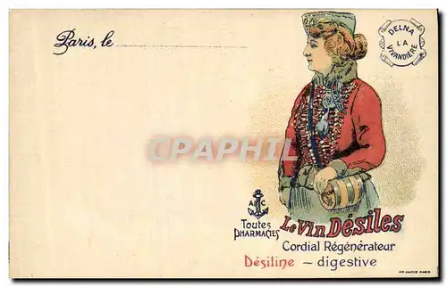 Cartes postales Publicite Vin Desiles Desiline Pharmacie La Vivandiere Paris