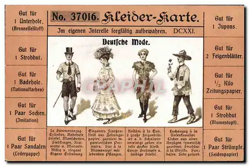 Cartes postales Publicite Kleider Karte Deutsche Mode TOP