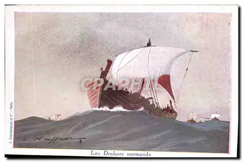 Ansichtskarte AK Fantaisie Illustrateur Haffner Bateau Les Drakars Normands