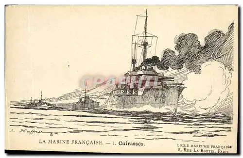 Ansichtskarte AK Fantaisie Illustrateur Haffner Bateau de Guerre Cuirasses