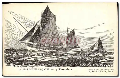 Cartes postales Fantaisie Illustrateur Haffner Bateau Thonniers Peche