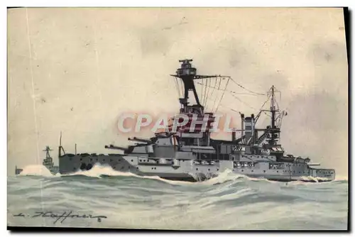 Ansichtskarte AK Fantaisie Illustrateur Haffner Bateau de Guerre Cuirasse Lorraine