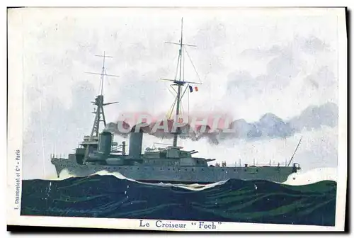 Ansichtskarte AK Fantaisie Illustrateur Haffner Bateau de Guerre Le Croiseur Foch