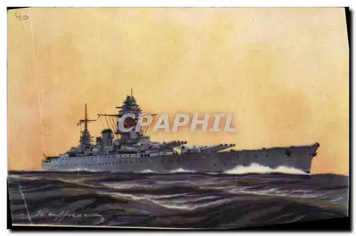 Cartes postales Fantaisie Illustrateur Haffner Bateau de Guerre Cuirasse Dunkerque