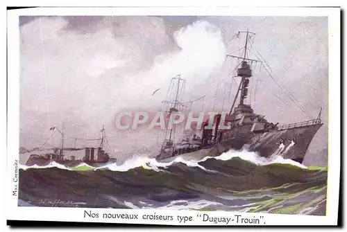 Vintage Postcard Fantasy Illustrator Haffner Warship Cruisers Type Duguay Trouin�