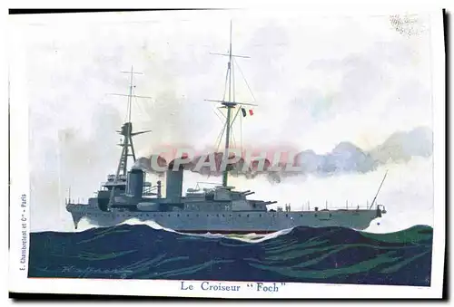 Ansichtskarte AK Fantaisie Illustrateur Haffner Bateau de Guerre Croiseur Foch