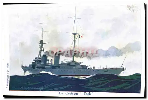 Cartes postales Fantaisie Illustrateur Haffner Bateau de Guerre Croiseur Foch