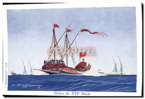 Cartes postales Fantaisie Illustrateur Haffner Bateau Galere du 16eme