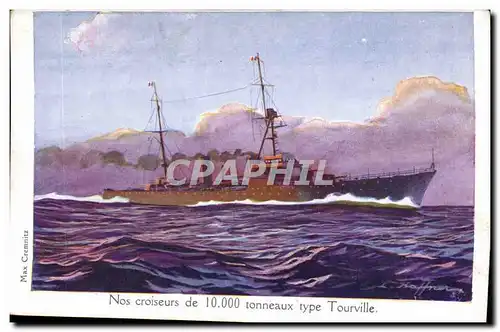 Ansichtskarte AK Fantaisie Illustrateur Haffner Bateau de Guerre Croiseurs Type Tourville