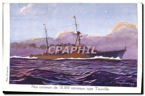 Cartes postales Fantaisie Illustrateur Haffner Bateau de Guerre Croiseurs Type Tourville