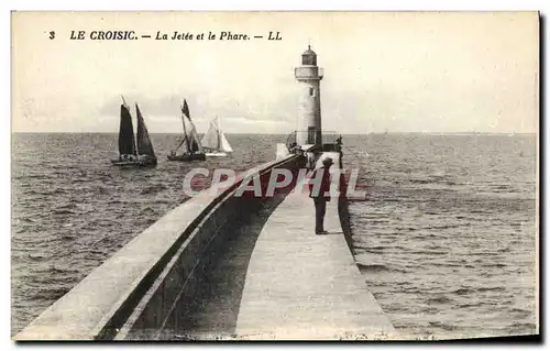 Cartes postales Phare Le Croisic La jetee et le phare Bateaux