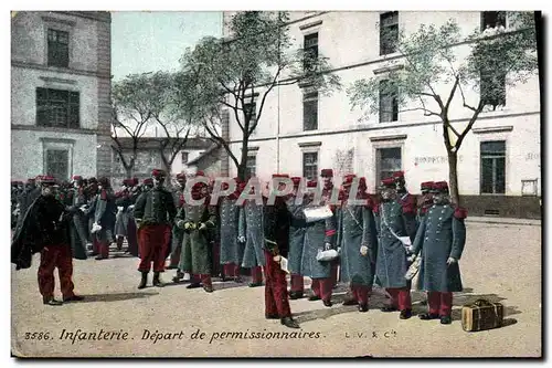 Cartes postales Militaria Depart des permissionnaires