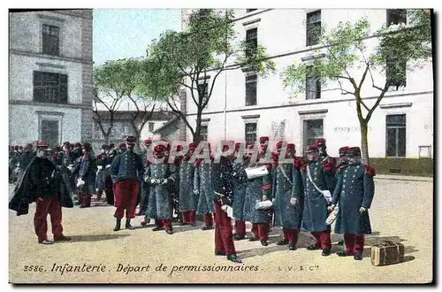 Ansichtskarte AK Militaria Infanterie Depart des permissionnaires