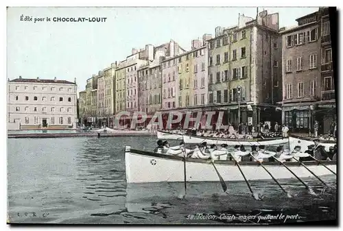 Cartes postales Militaria Toulon Canots majors quittant le port Barque