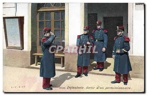 Cartes postales Militaria Infanterie Sortie d&#39un permissionnaire