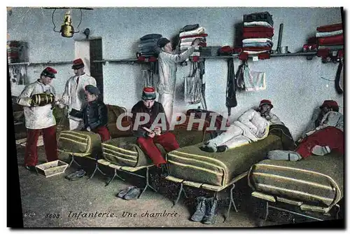Cartes postales Militaria Infanterie Une chambree