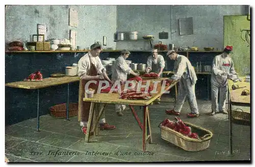 Cartes postales Militaria Infanterie Interieur d&#39une cuisine