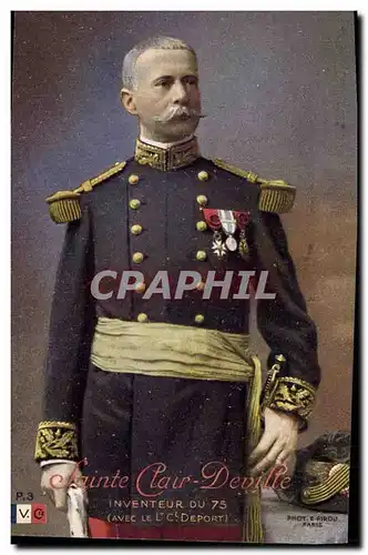 Cartes postales Militaria Sainte Clair Deville Inventeur du 75 Avec le lieutenant Deport