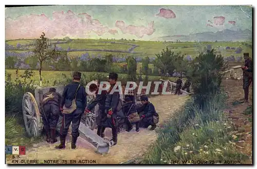 Cartes postales Militaria Notre 75 en action Canon