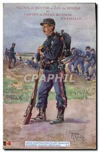 Cartes postales Militaria Genie Construction d&#39une tranchee Frere Mathias
