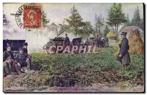 Cartes postales Militaria Artillerie belge en action