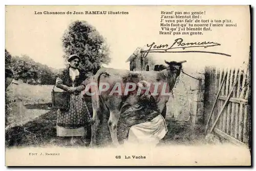 Cartes postales Folklore Les chansons de Jean Rameau illustrees La Vache