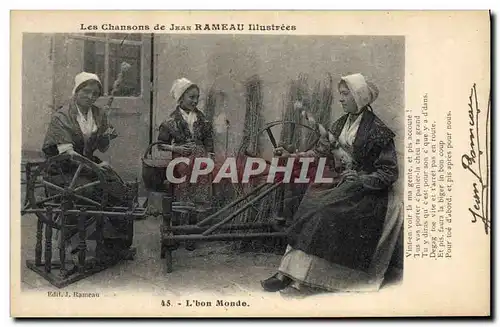 Cartes postales Folklore Les chansons de Jean Rameau illustrees L&#39Bon Monde Fileuses
