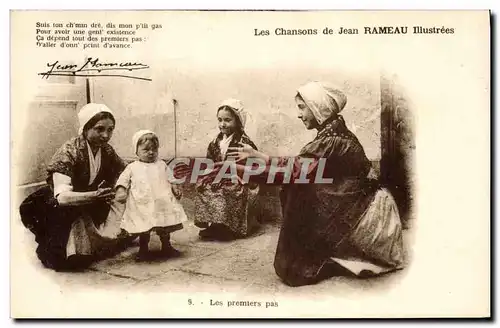 Cartes postales Folklore Les chansons de Jean Rameau illustrees Les premiers pas Enfant Bebe