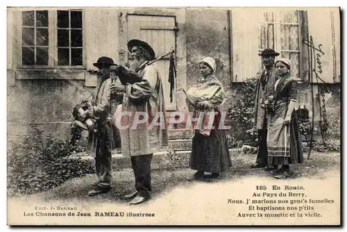 Cartes postales Folklore Les chansons de Jean Rameau illustrees En route au pays du Berry