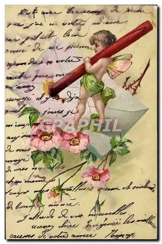 Cartes postales Fantaisie Fleurs Ange