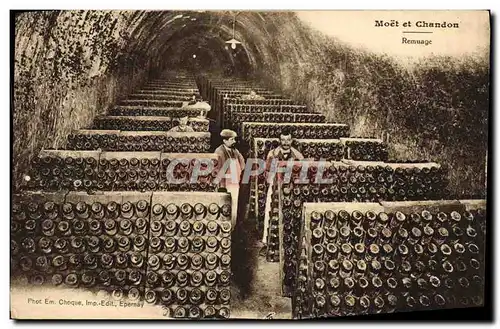 Cartes postales Folklore Vin Vignobles Champagne Moet et Chandon Remuage