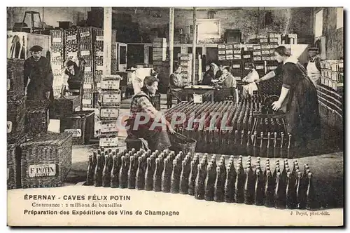 Cartes postales Folklore Vin Vignobles Champagne Epernay Caves Felix Potin Preparation des expeditions de vins d