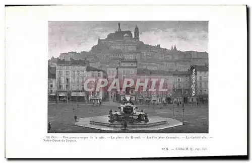 Ansichtskarte AK Publicite Le Puy Vue panoramique de la ville La place du Breuil La fontaine Crozatier La cathedr