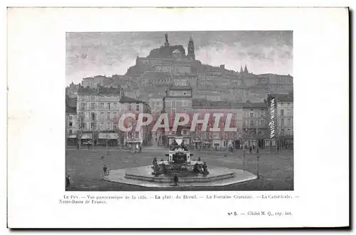 Ansichtskarte AK Publicite Le Puy Vue panoramique de la ville La place du Breuil La fontaine Crozatier La cathedr