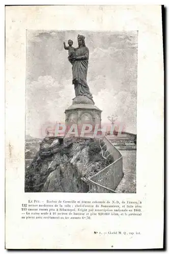 Cartes postales Publicite Le Puy Rocher de Corneille et statue colossale de ND de France Maurin Quina Boulevard