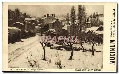 Cartes postales Publicite Mucinum Laxatif doux reeducateur intestinal De Chasteauneuf Neige Salon 1931 Chanterea