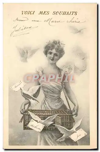 Cartes postales Fantaisie Femme Colombes