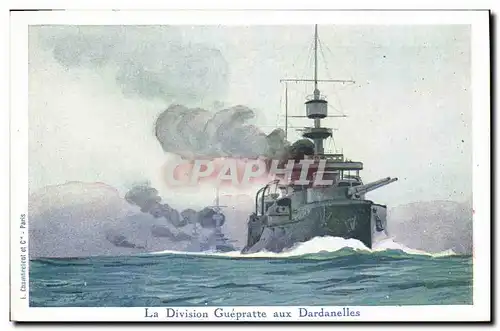 Ansichtskarte AK Fantaisie Illustrateur Haffner Bateau de Guerre La division Guepratte aux Dardanelles