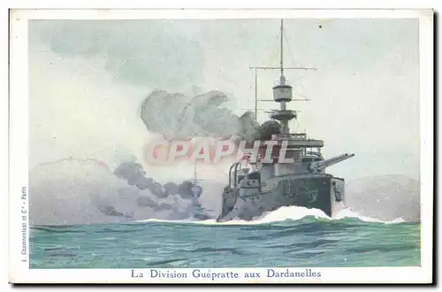 Cartes postales Fantaisie Illustrateur Haffner Bateau de Guerre La division Guepratte aux Dardanelles