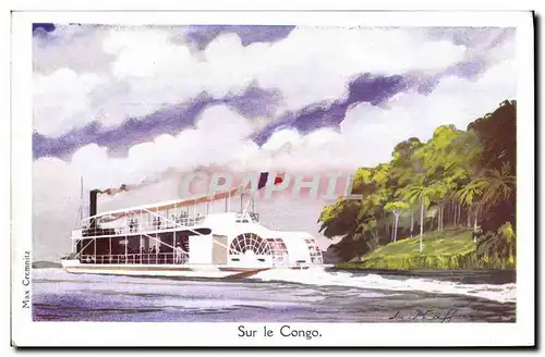 Cartes postales Fantaisie Illustrateur Haffner Bateau Sur le Congo